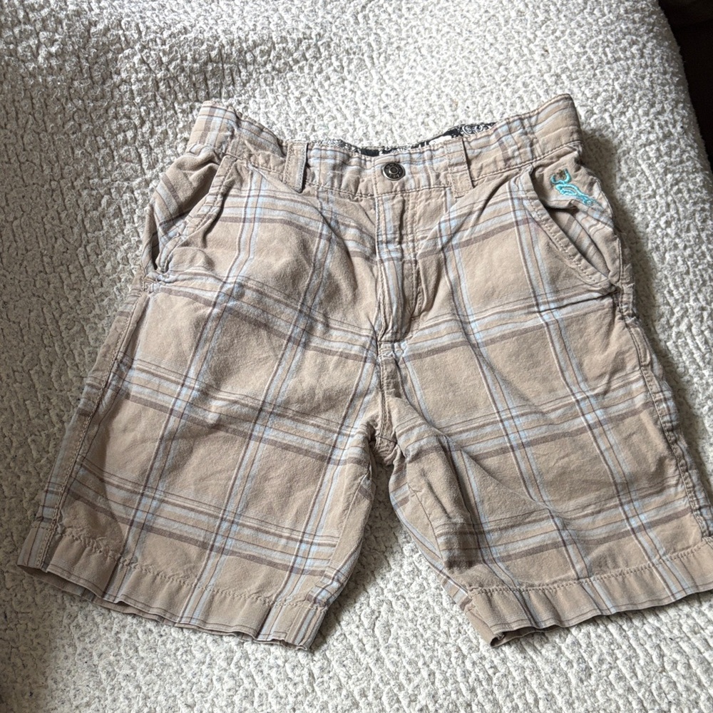 Tony Hawk Kids Tan Plaid Shorts